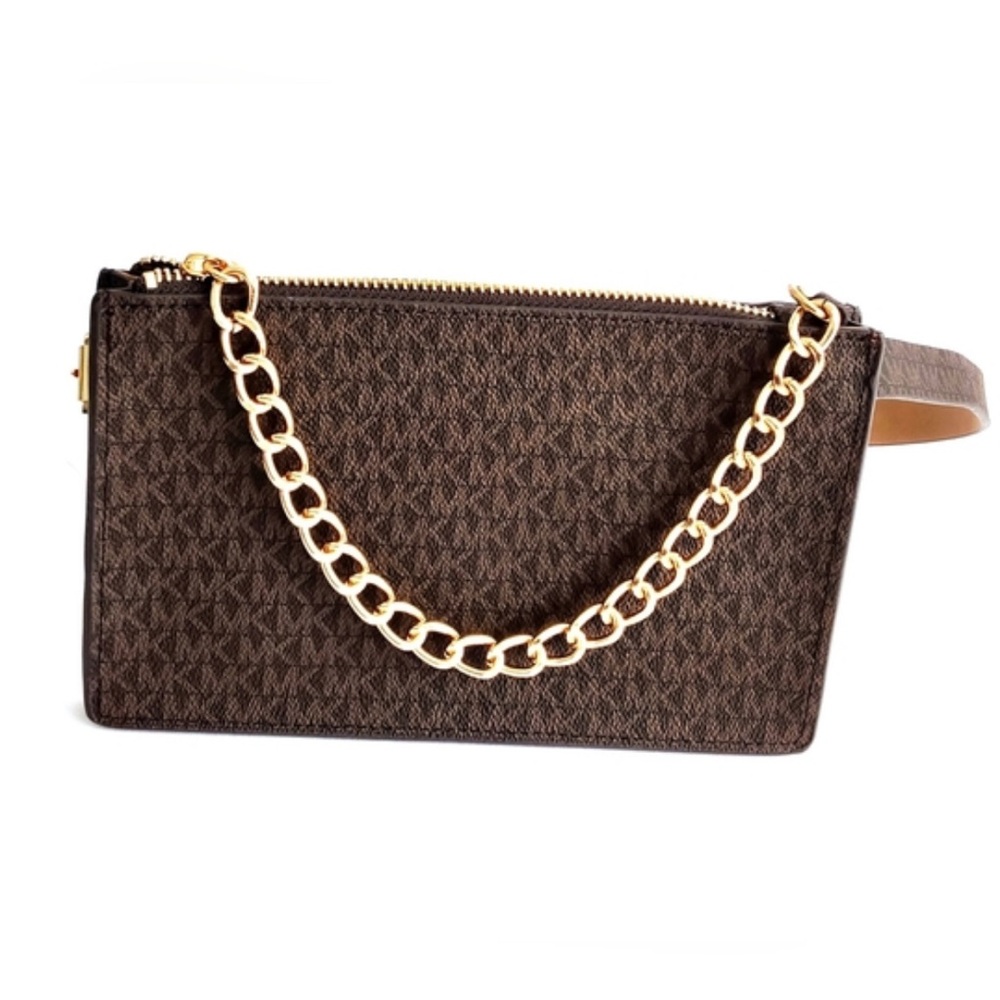 NWT. Michael Kors Women's Leather Fanny Pack W/Pull Chain. Size M 876.